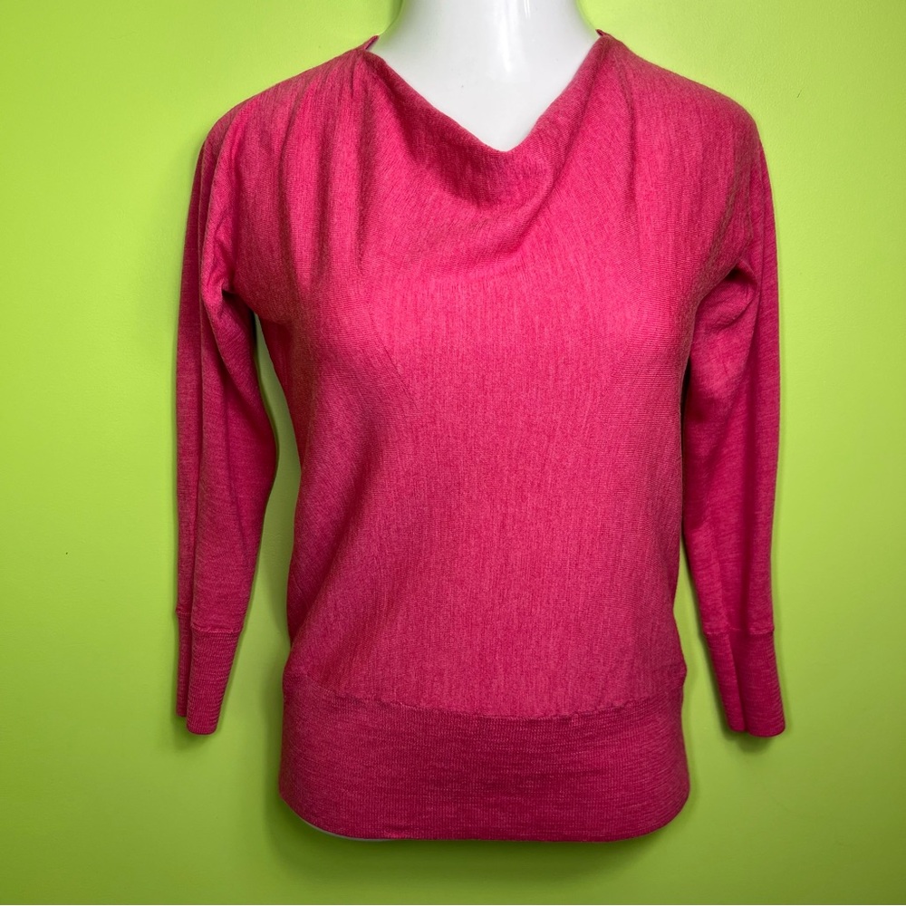 Talbots Sweater M Petite Pink Pure Merino Wool Cowl Neck Pullover Knit